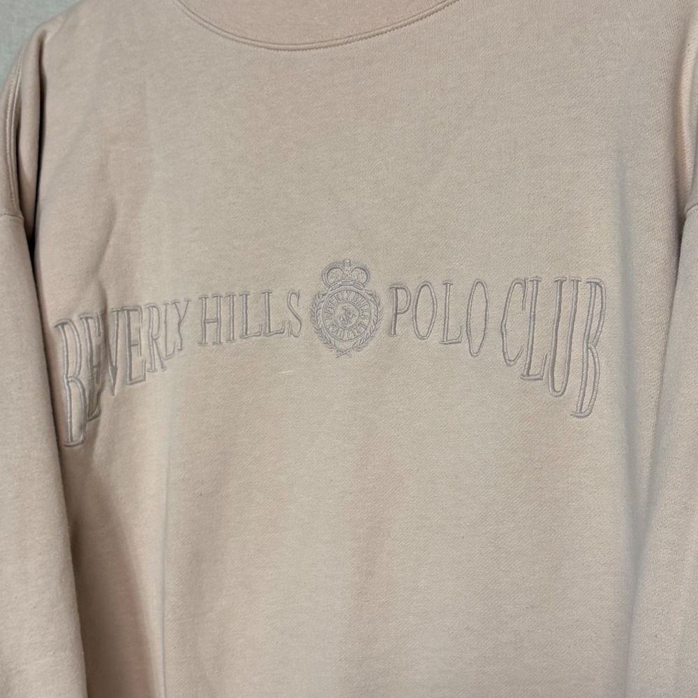 Vintage Beverly Hills Polo Club Mens XL Tan Embroidered Logo Crewneck Pullover - Picture 3 of 5